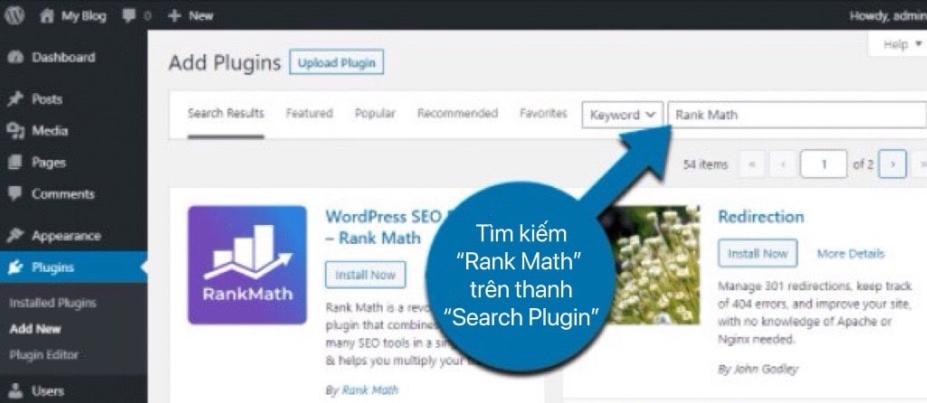 Tìm kiếm Rank Math SEO