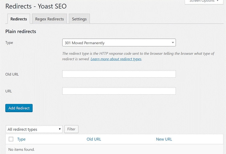 tính năng redirects của yoast seo premium